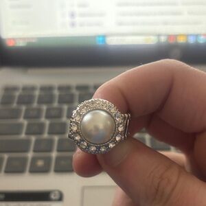 Paparazzi Silver Pearl Ring with Sparkling Accents
